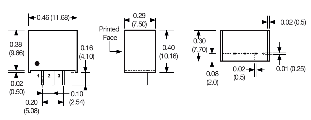 DC-DC Converter SIP Dimensions