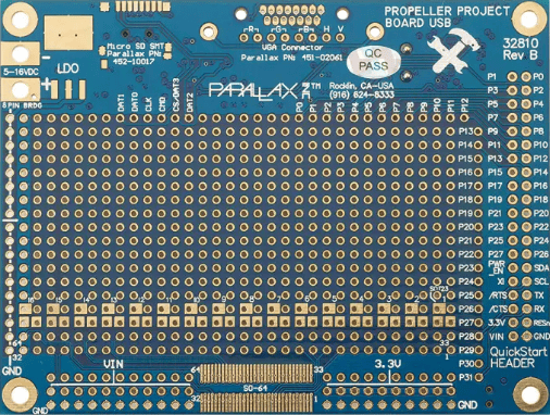 Propeller 1 Micorcontroler Board with USB - Bottom View